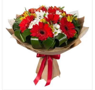 Kırmızı Gerbera ve Astromerya Buketi